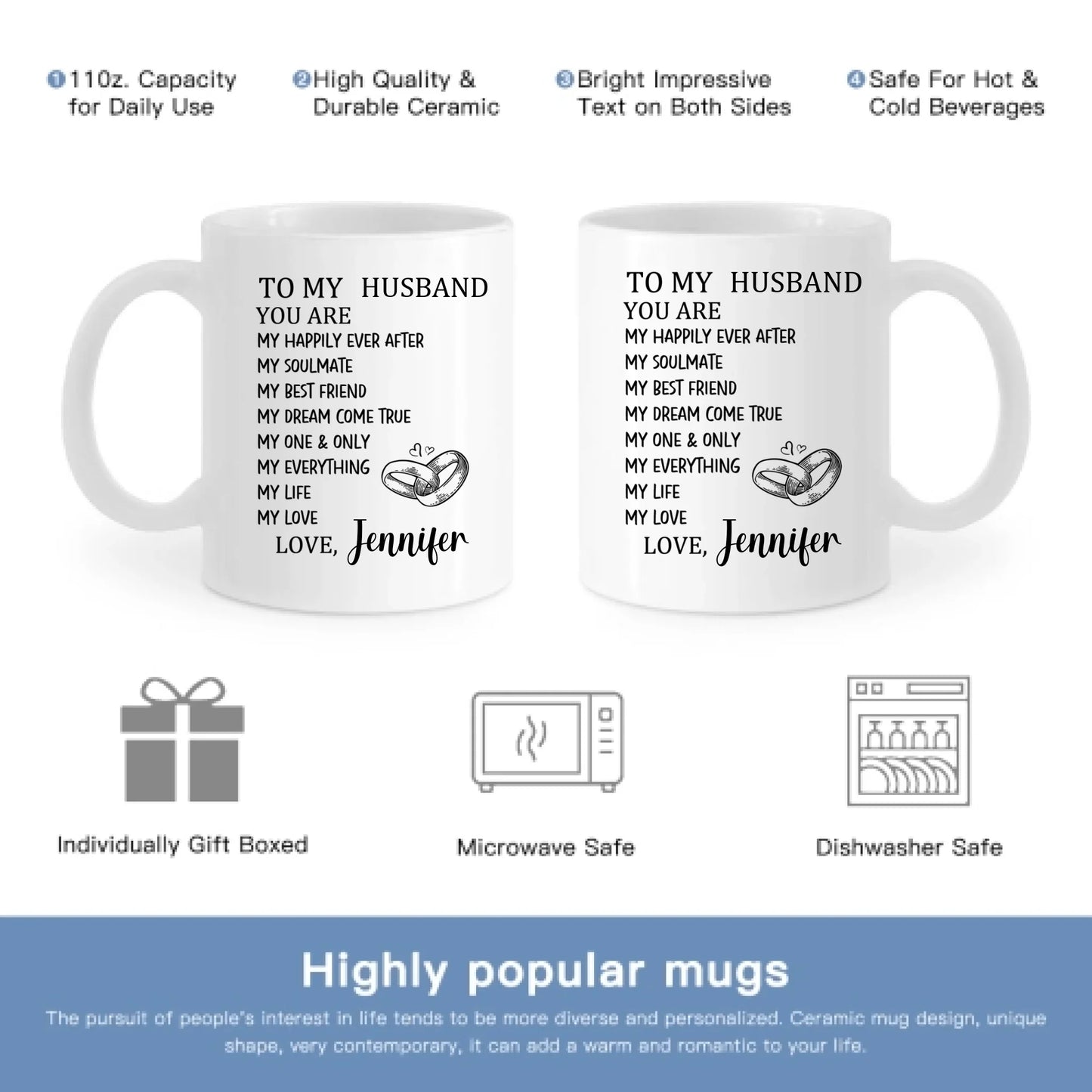 Customized Mugs to Express Love - Personalized Nickname and Name Love Letter Mug - A Gift For Girlfriend,Boyfriend,Wife,Husband