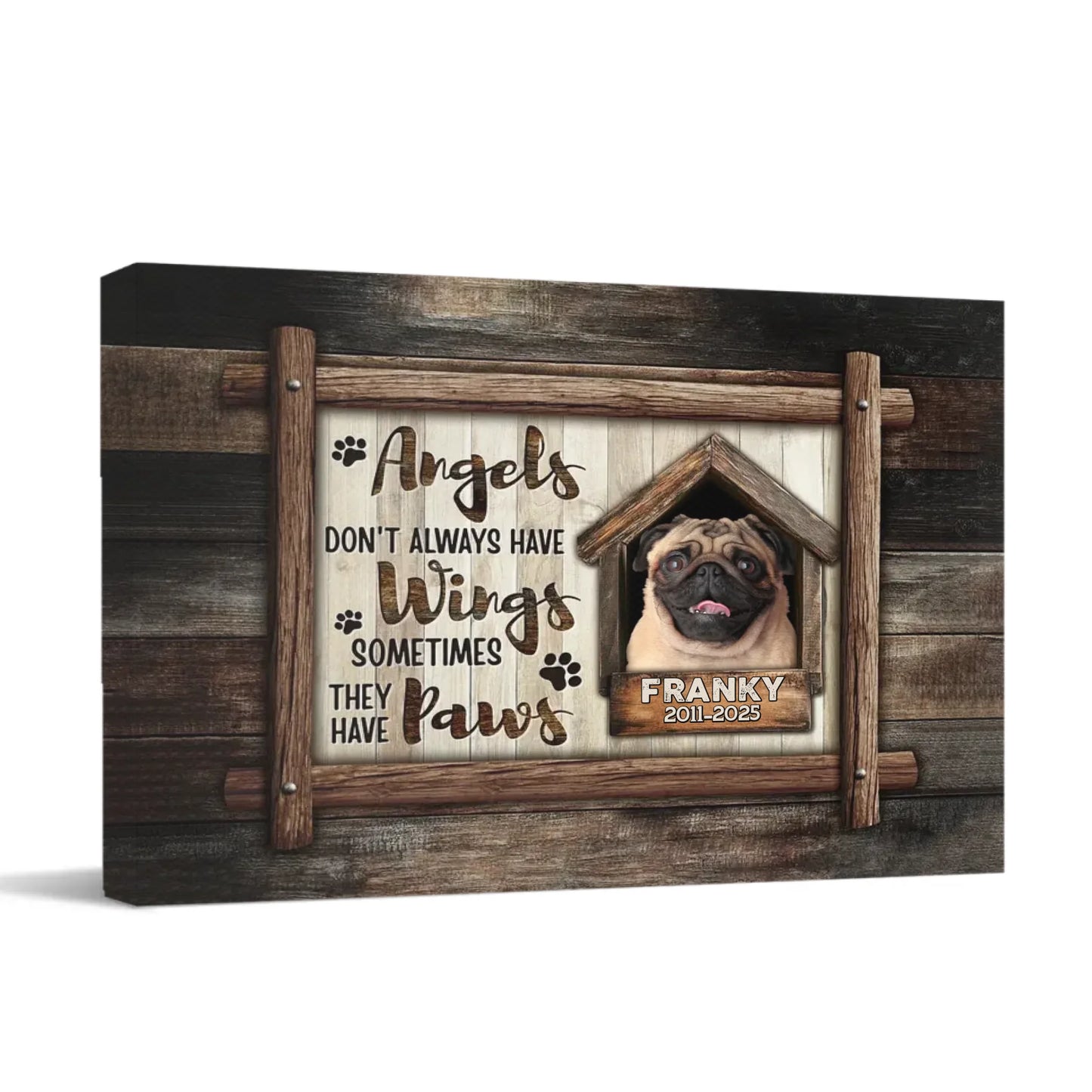 Custom Pet Memorial Wall Art - Personalized Decorative Painting of Pet's Photo,Name and Year - Gifts for Pet Lovers,Pet Owners