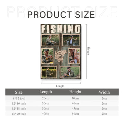 Custom Fishing Themed Wall Art - Personalized Collage of Photos Decorative Painting - A Gift For Dad,Grandpa,Fishing Lovers