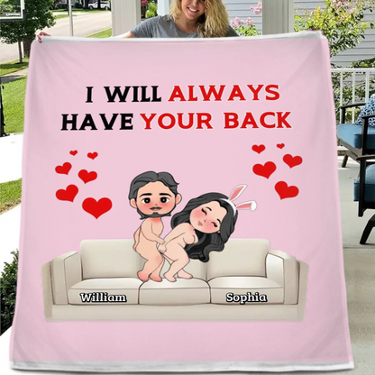 Customised Fun Couple Blanket - Personalised names and cartoon couple images Quirky Fun Blanket - Gifts for Girlfriends, Boyfriends, Husbands, Wives