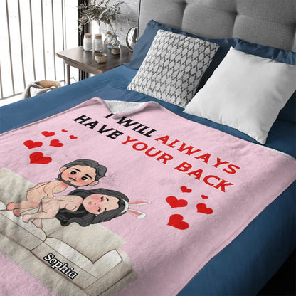 Customised Fun Couple Blanket - Personalised names and cartoon couple images Quirky Fun Blanket - Gifts for Girlfriends, Boyfriends, Husbands, Wives