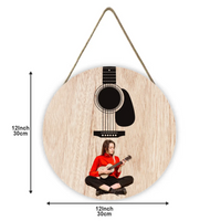 Custom Guitar Themed Wooden Door Signs - Guitar Style Wooden Door Sign Decorations That Can Be Personalized With Photos - A Gift For Friend,Guitarist,Guitar Lovers