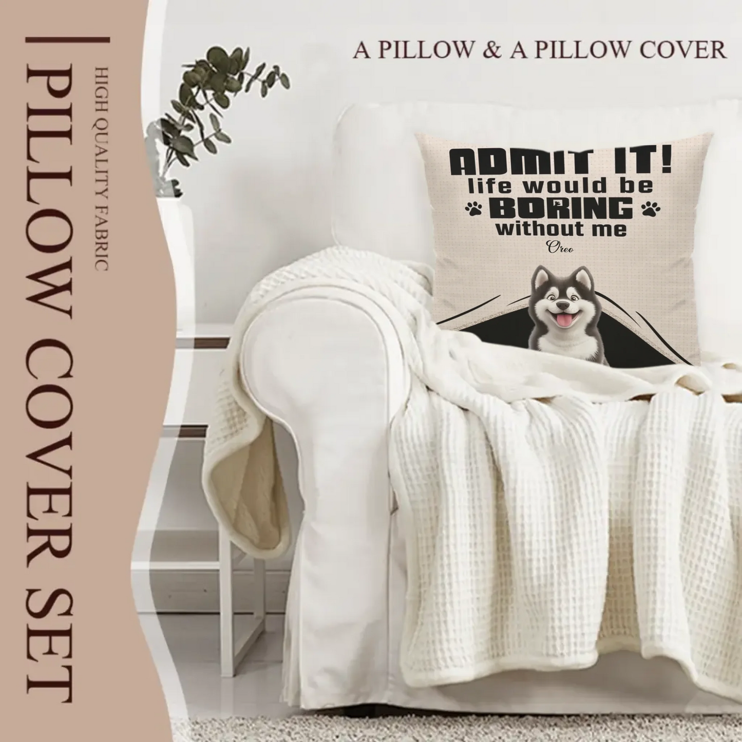 Customized Pet Pattern Pillowcase - Personalized Decorative Pillowcase with Pet Breed Image and Name - A Gift For Dog Owners,Dog Lovers