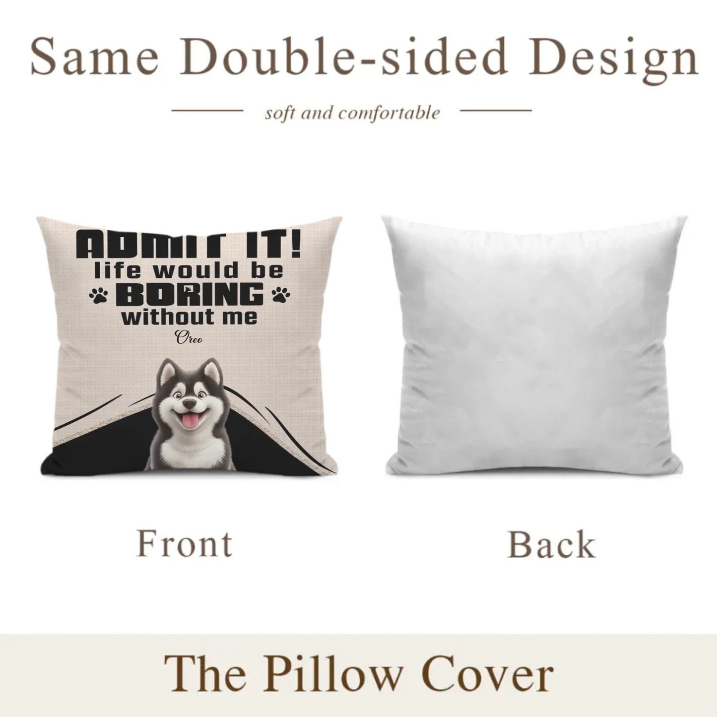 Customized Pet Pattern Pillowcase - Personalized Decorative Pillowcase with Pet Breed Image and Name - A Gift For Dog Owners,Dog Lovers