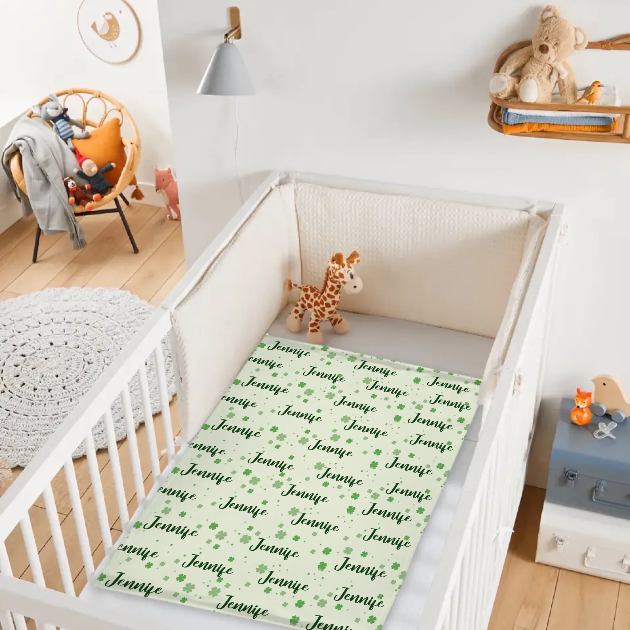 Name Custom Personalized Clover Lucky Baby Blanket St. Patrick's Day Baby Shower Gift for Baby