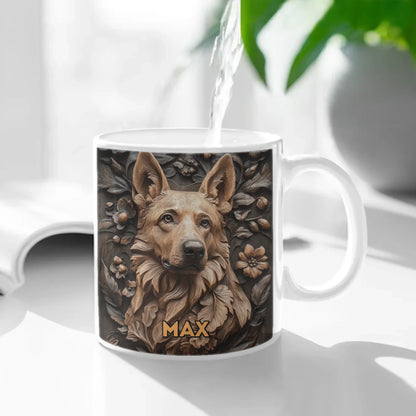 Customized Embossed Style Pattern Mugs - Personalized Dog and Name Mug - A Gift For Dog Owners,Dog Lovers