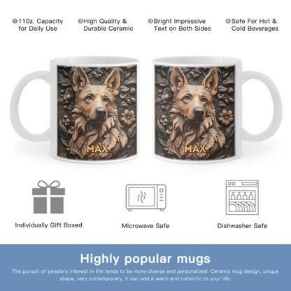 Customized Embossed Style Pattern Mugs - Personalized Dog and Name Mug - A Gift For Dog Owners,Dog Lovers