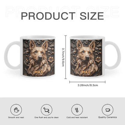 Customized Embossed Style Pattern Mugs - Personalized Dog and Name Mug - A Gift For Dog Owners,Dog Lovers