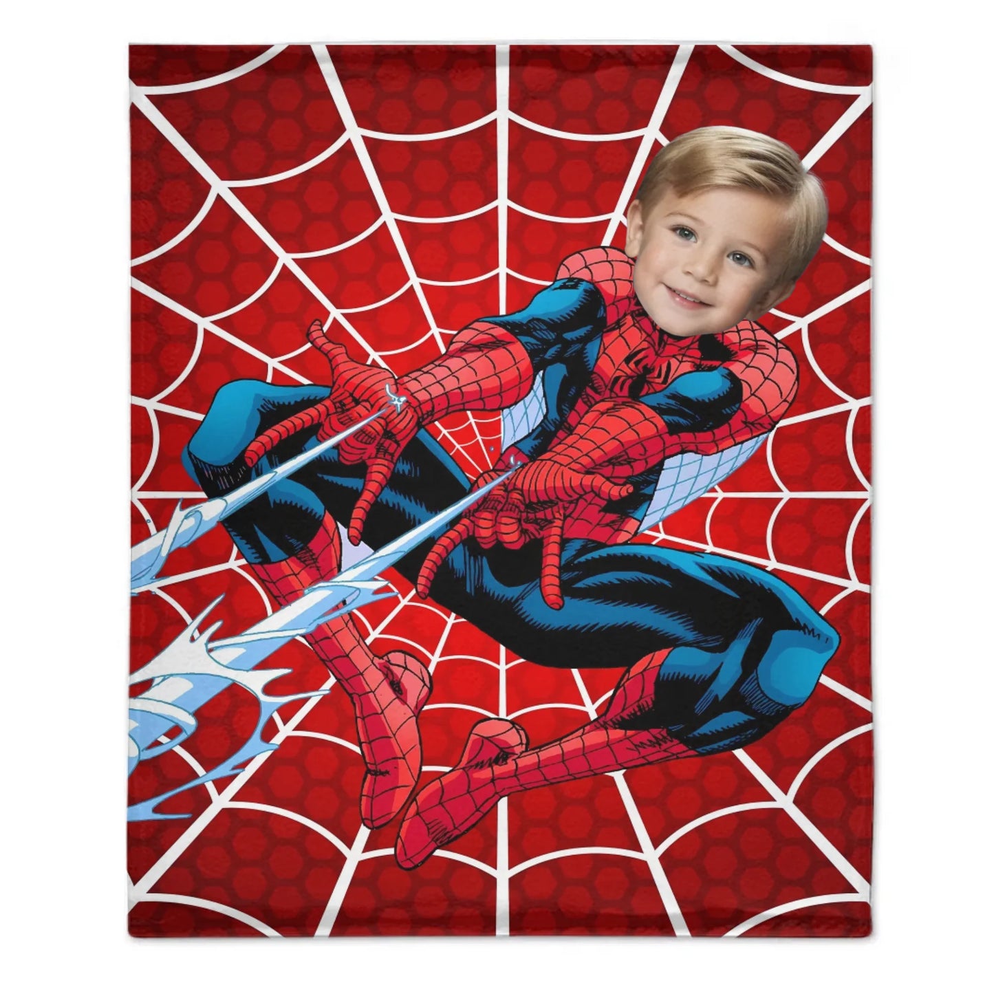 Customized Superhero Blanket - Personalized Name and Photo Spider-Man Themed Flannel Blanket - A Gift For Children,Grandchildren,Students