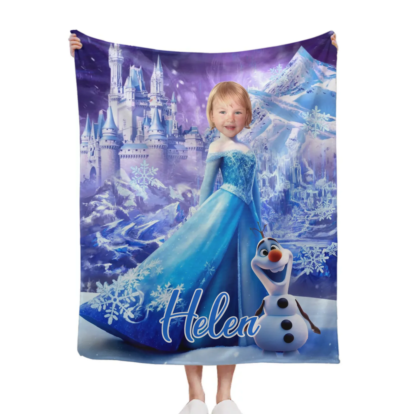 Customized Princess Elsa Blanket - Personalized Name and Photo Princess Elsa Ice Themed Blanket - A Gift For Girl,Daughter,Granddaughter,Sister,BFF