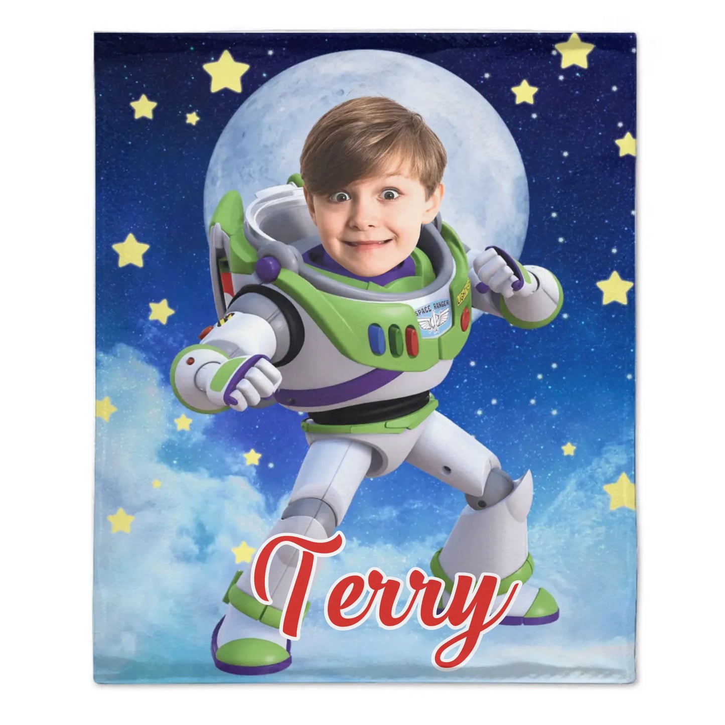 Customized Buzz Lightyear Themed Blanket - Personalized Photo and Name Buzz Lightyear Flannel Blanket - A Gift For Children,Grandson,Buzz Lightyear Enthusiast