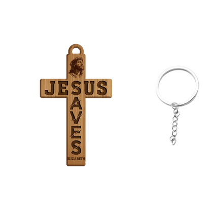 Customized Cross Shape Keychain - Personalized Name Jesus Cross Acrylic Keychain - A Gift For Friend,Family,Christian,BFF