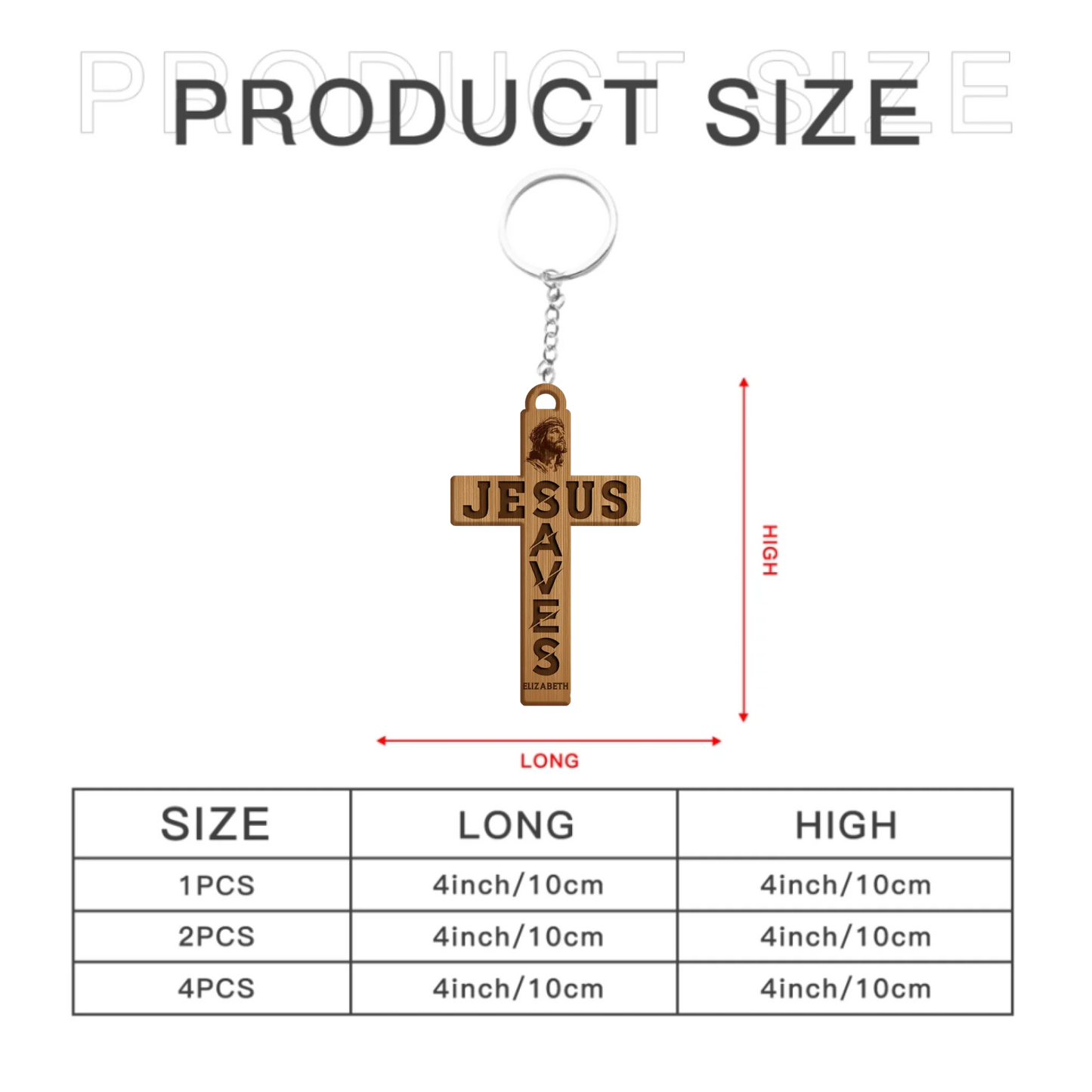 Customized Cross Shape Keychain - Personalized Name Jesus Cross Acrylic Keychain - A Gift For Friend,Family,Christian,BFF