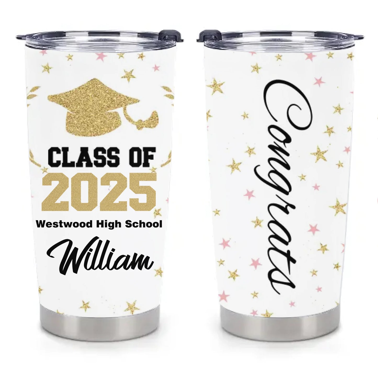 Customized Graduation Gifts - Personalized Name and School Name Graduation Commemorative Thermos Gift - A Gift For Children,Grandchildren,Graduates