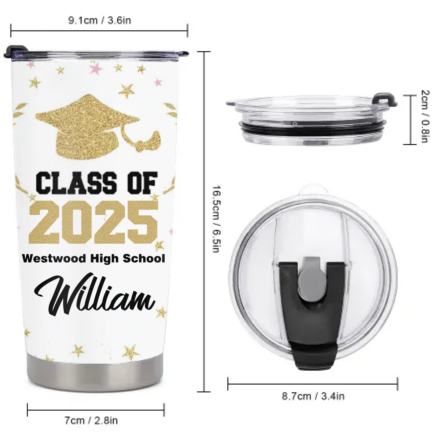 Customized Graduation Gifts - Personalized Name and School Name Graduation Commemorative Thermos Gift - A Gift For Children,Grandchildren,Graduates