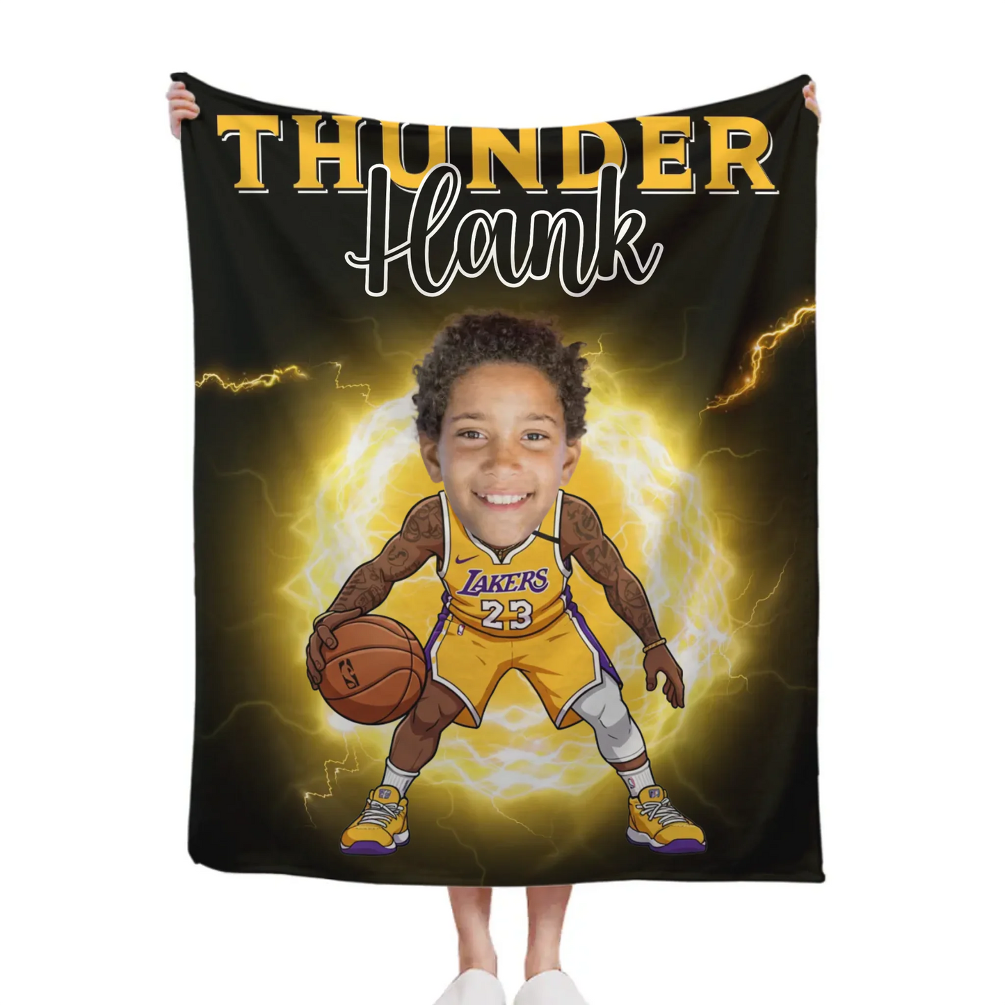 Personalized Name Picture Custom Cartoon NBA Blanket - Gifts for NBA Fans