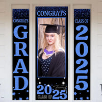 Three Slices Front Door Banner With Pictures Class of 2025 - High School or College University for Graduation Door Banner for Front Door or Porch
