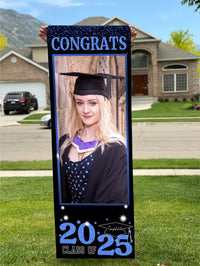 Three Slices Front Door Banner With Pictures Class of 2025 - High School or College University for Graduation Door Banner for Front Door or Porch