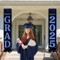 Three Slices Front Door Banner With Pictures Class of 2025 - High School or College University for Graduation Door Banner for Front Door or Porch
