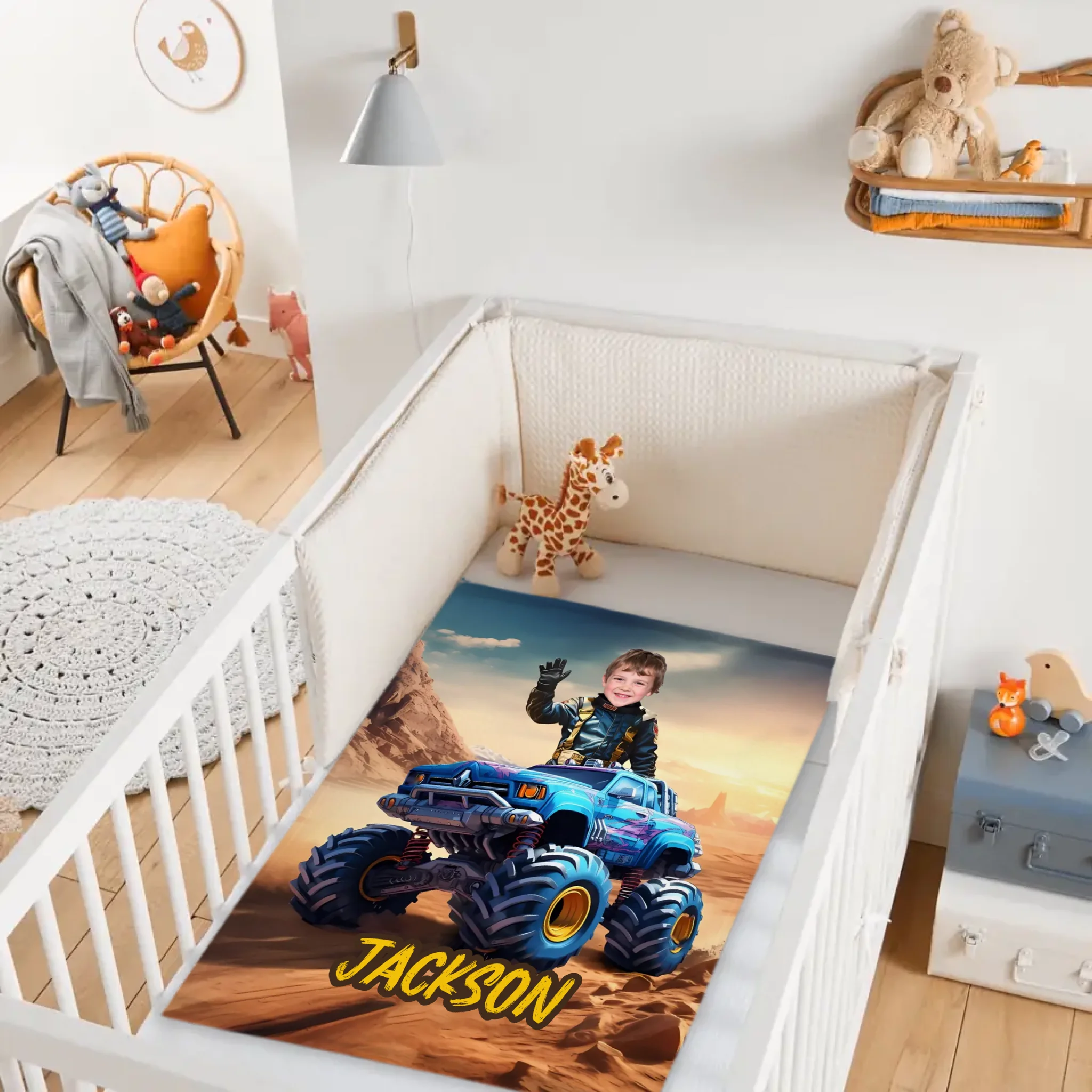 Monster Trucks Cars Motorcycles Collection - Customized Kids Name Blanket