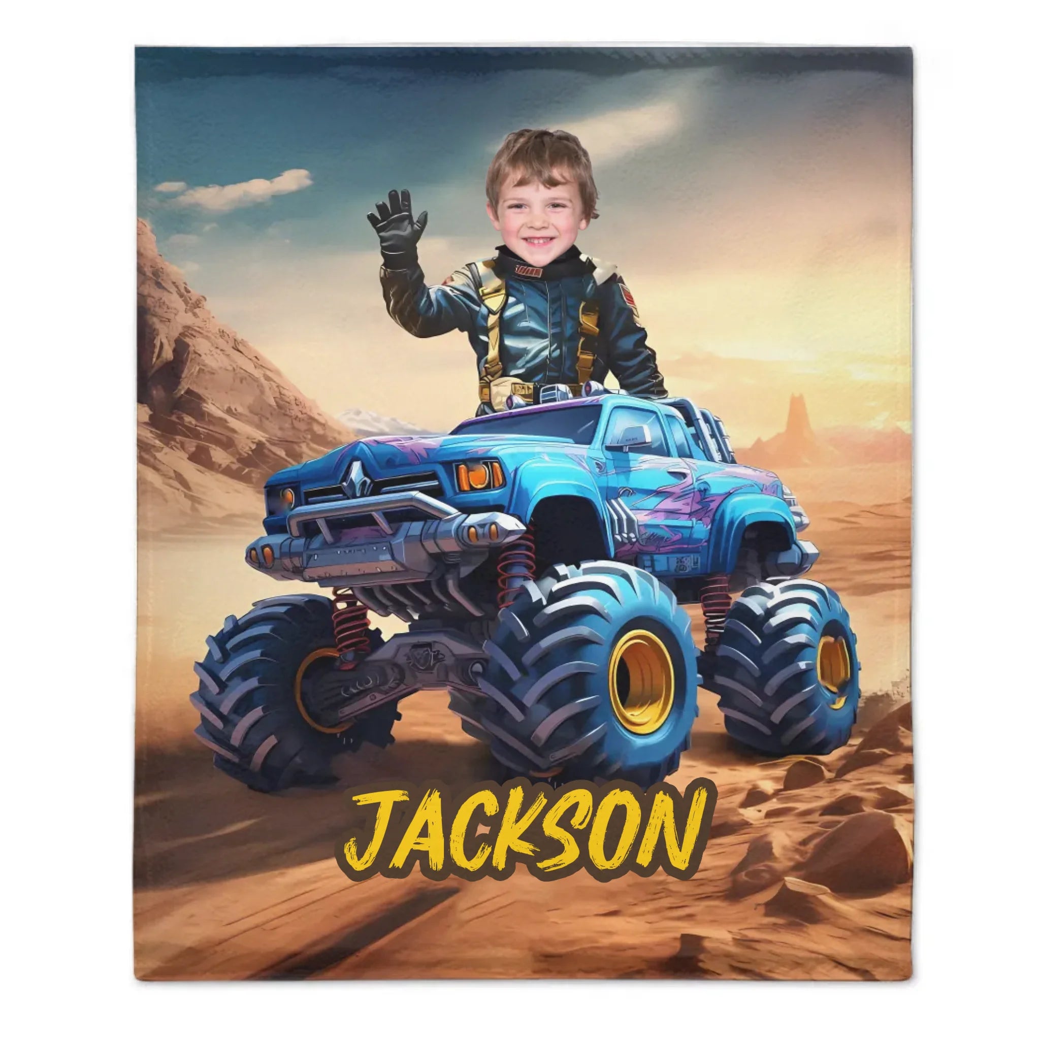 Monster Trucks Cars Motorcycles Collection - Customized Kids Name Blanket