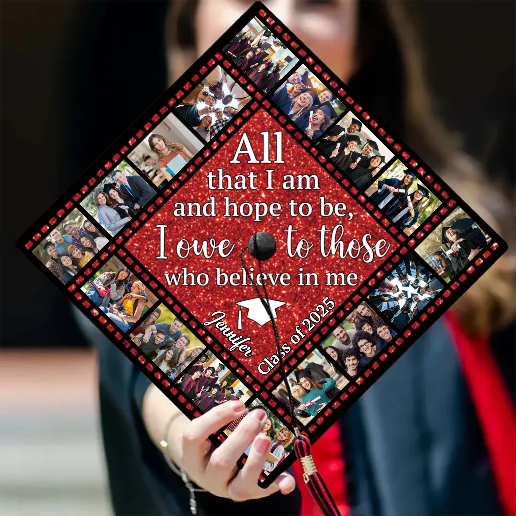 Customized Bachelor's Degree Caps for Graduation Season - Personalized Graduation Cap with 16 Photos Available - A Gift for Graduate,Friend,BFF,Grandchildren