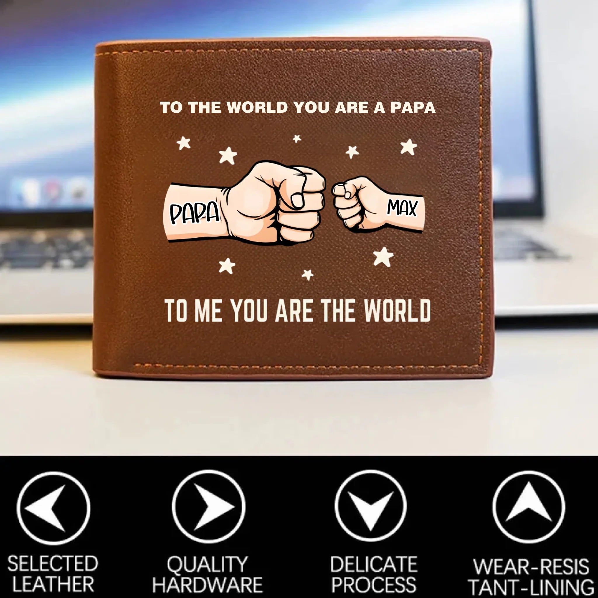 You’re My World, My Heart - Family Personalized Custom Double-Sided Printed Leather Wallet(RFID BLOCKING)
