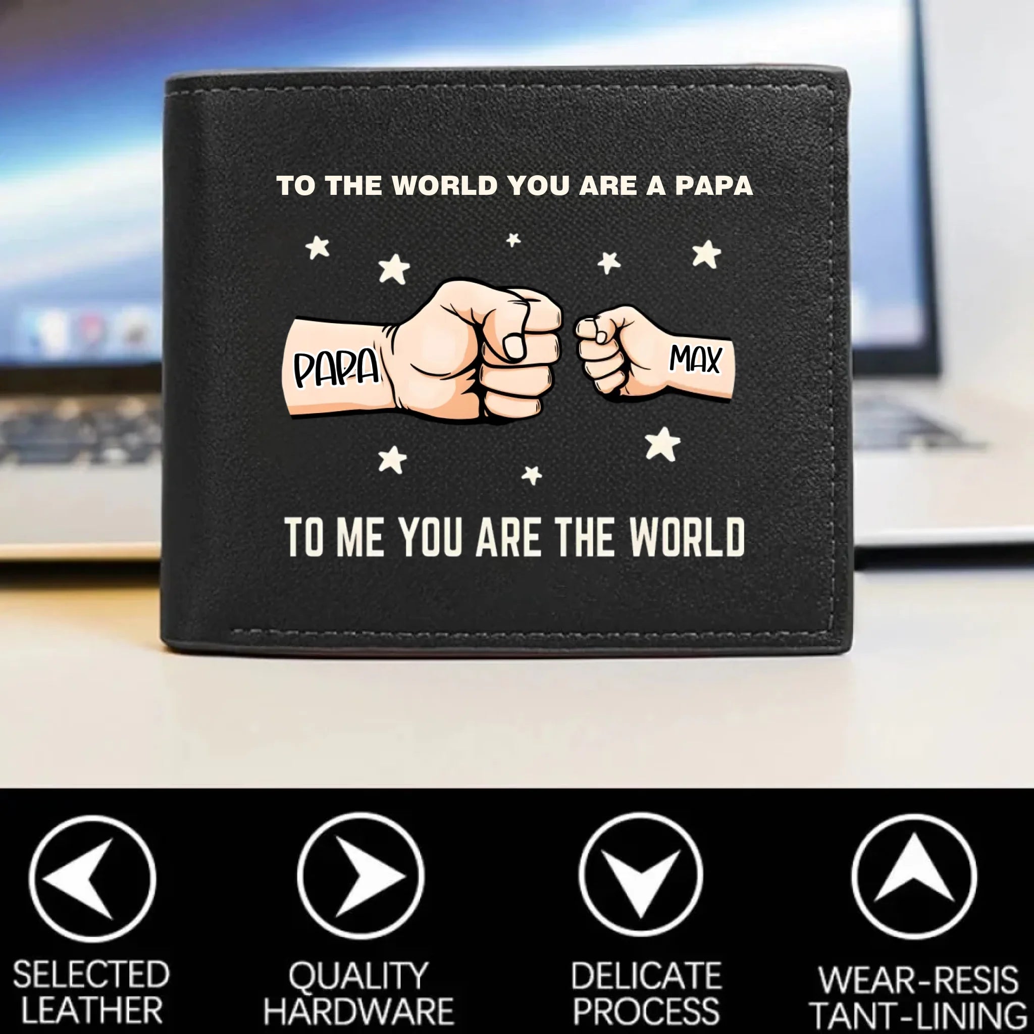 You’re My World, My Heart - Family Personalized Custom Double-Sided Printed Leather Wallet(RFID BLOCKING)