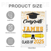 Custom Fall Graduation Gift Garden Flag, Class Of 2025 Golden Theme With Name