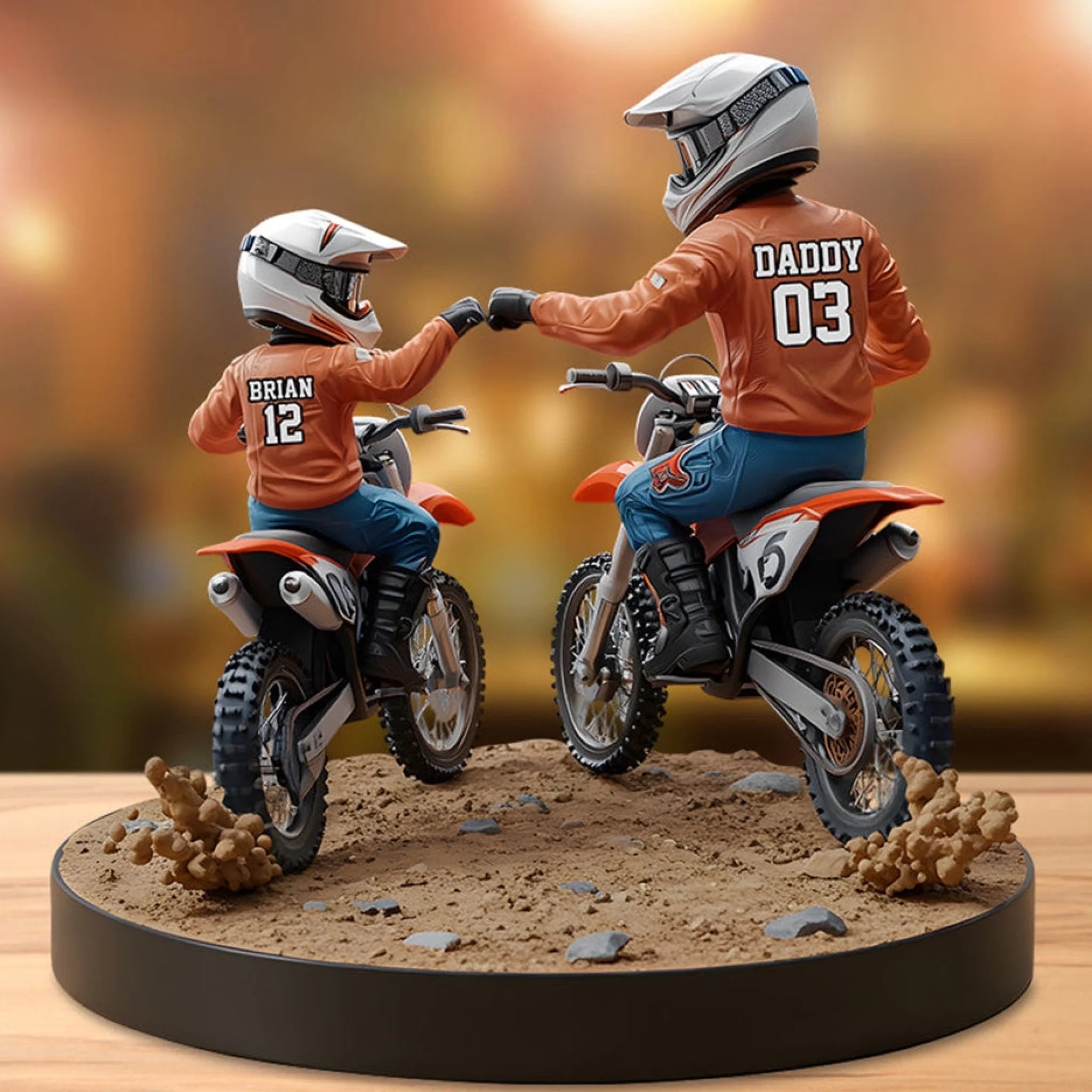 Dirt Bike Dad And Kid - Personalized Dirt Bike Shaped Acrylic Plaque