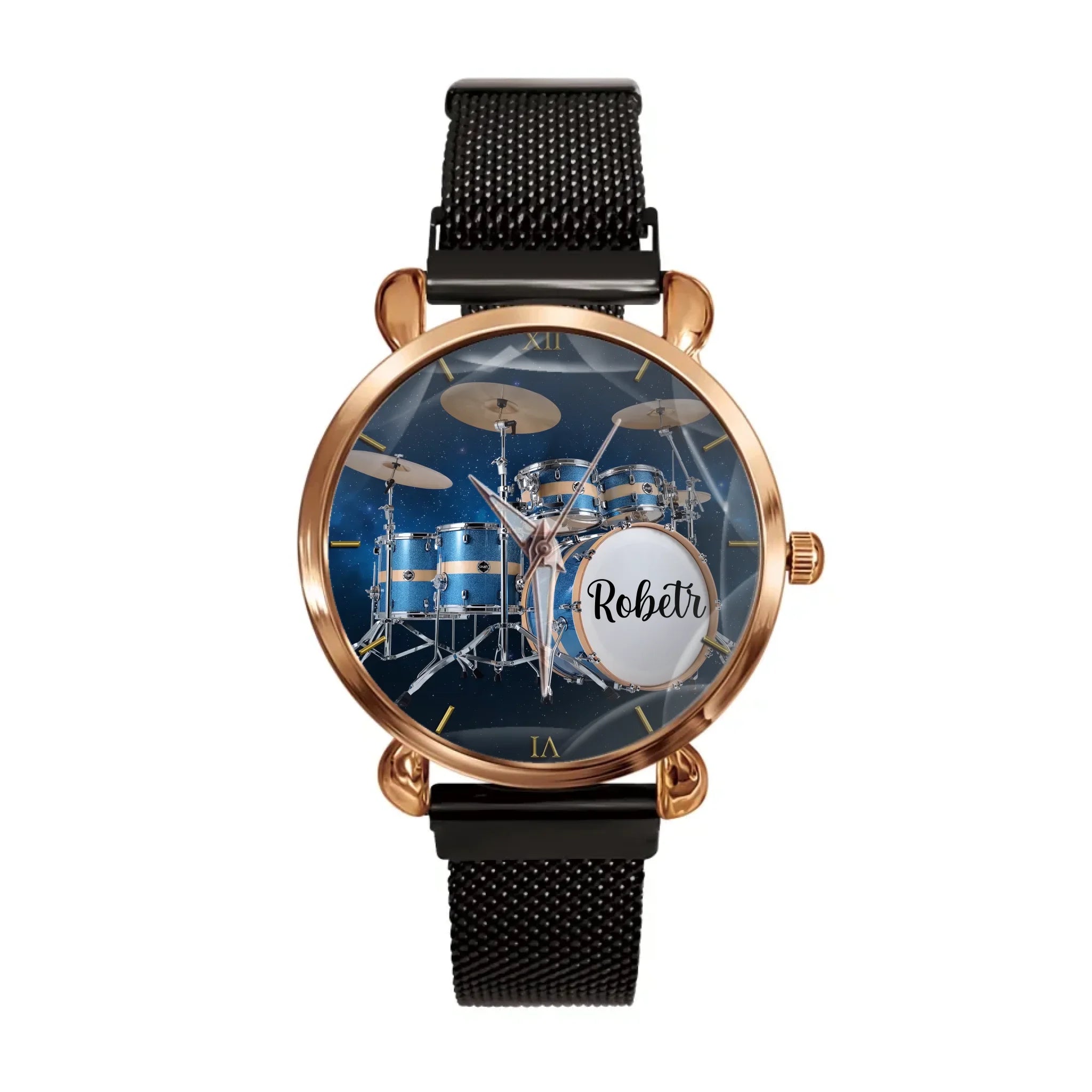 Personalized Musical Drum Set Custom Name Watch