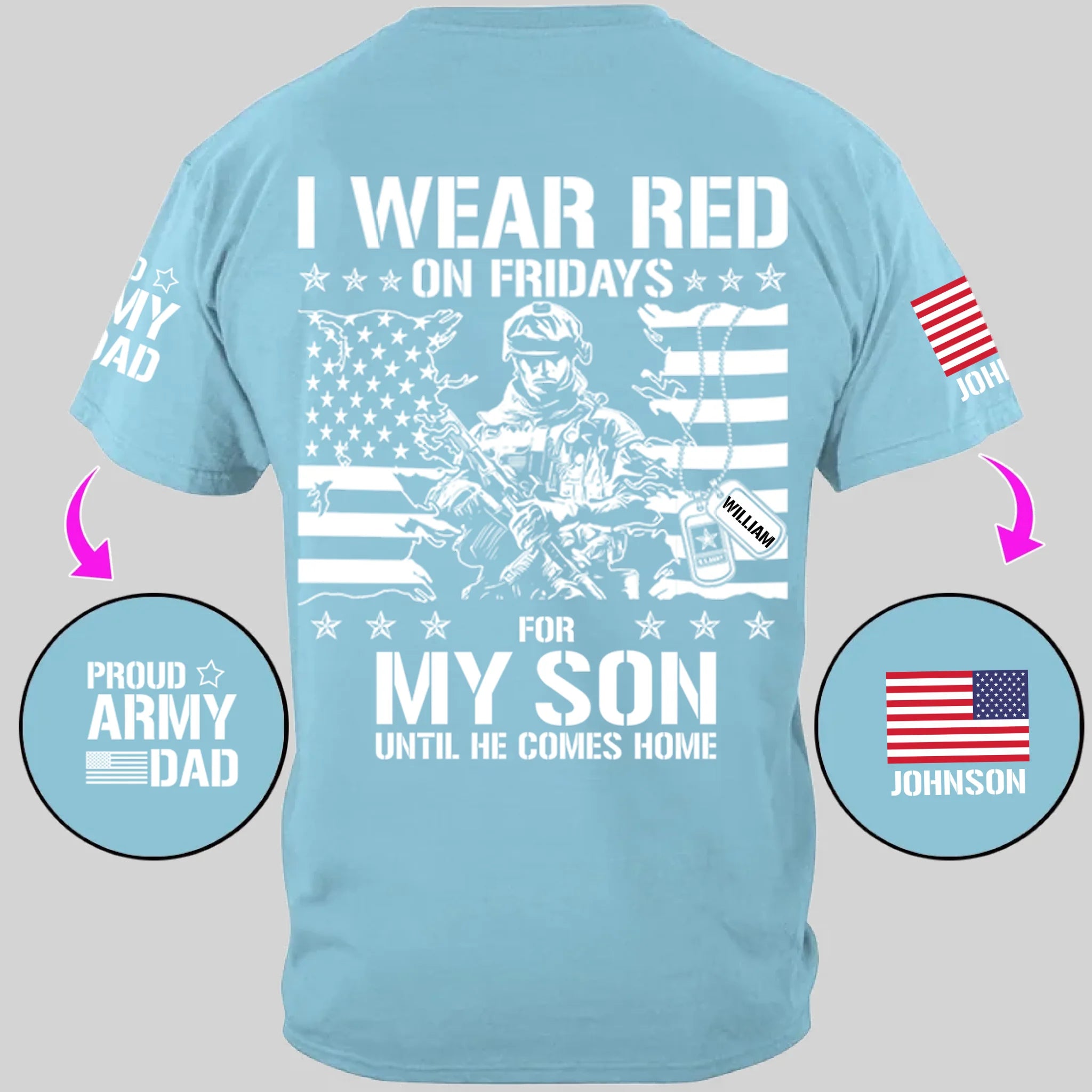 I Wear Red On Friday For Support Our Troops - Personalized Clothes For Military Family