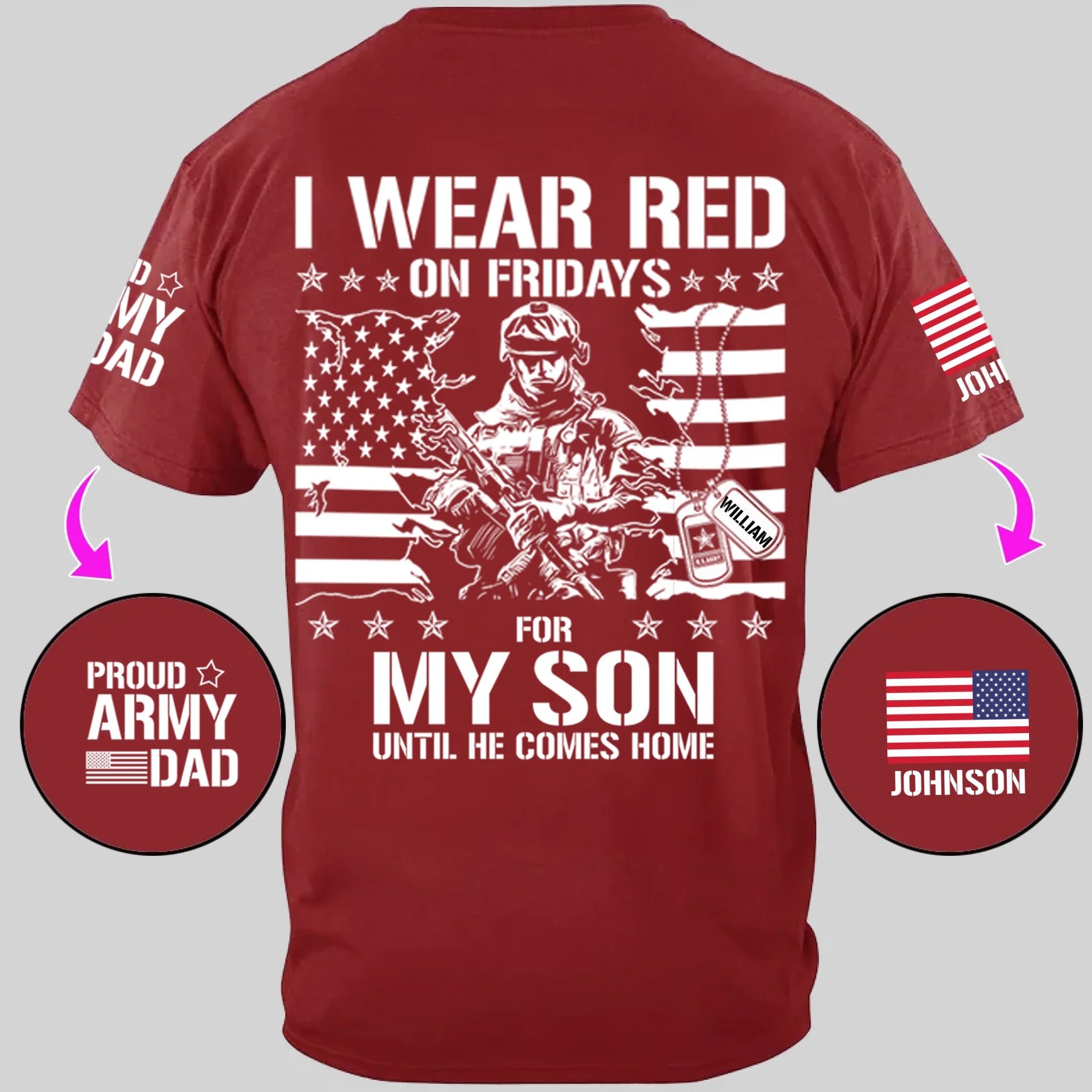 I Wear Red On Friday For Support Our Troops - Personalized Clothes For Military Family