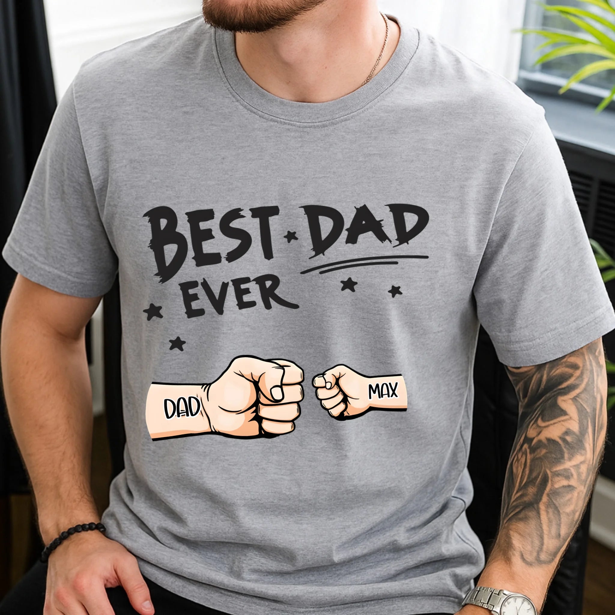 Best Dad Ever Fist Bump - Personalized Father Clothes