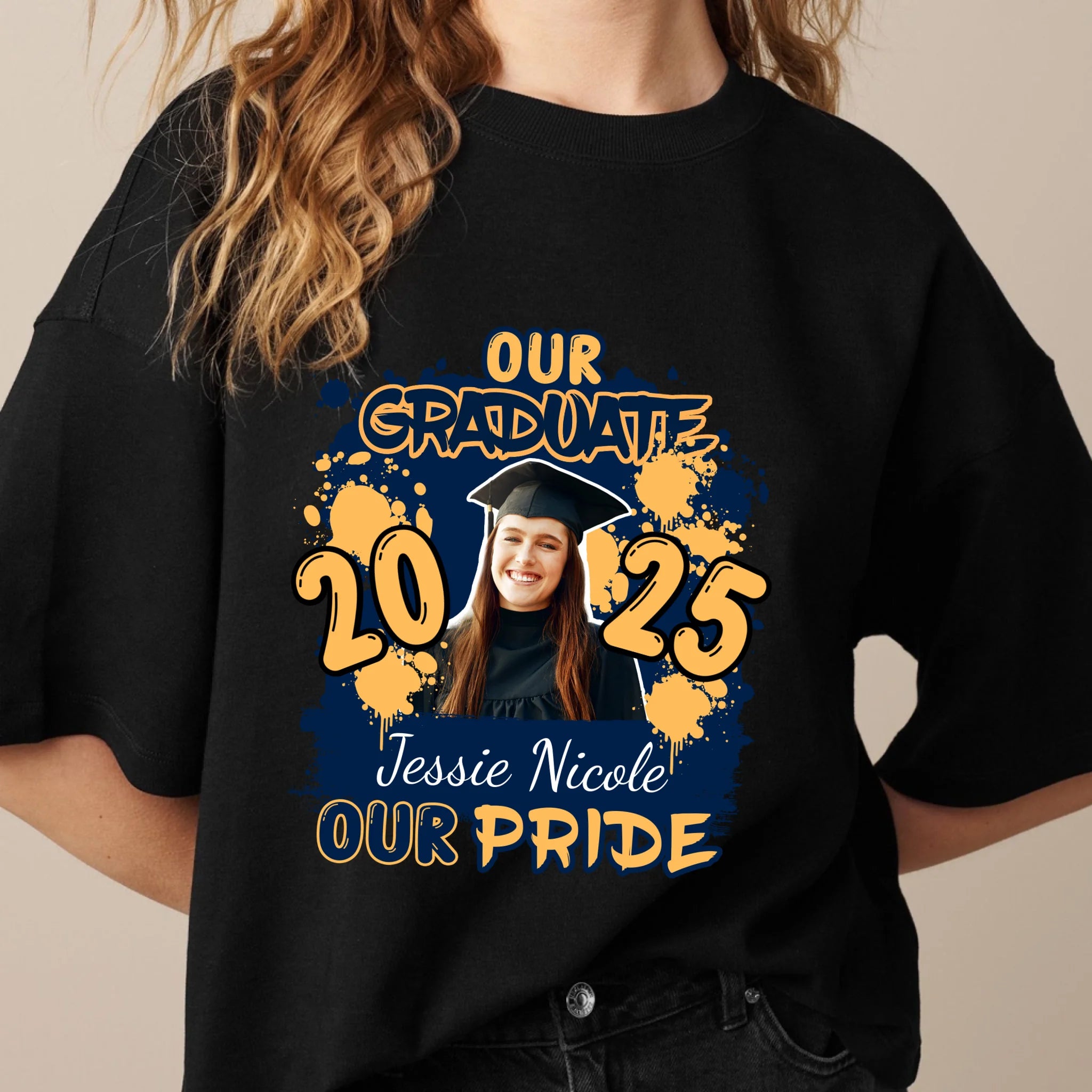 Custom Graduation Season T-Shirt - Personalized Graduation Apparel with Photo, Name and Year - Memorial Gifts for Students, Grandchildren, Siblings