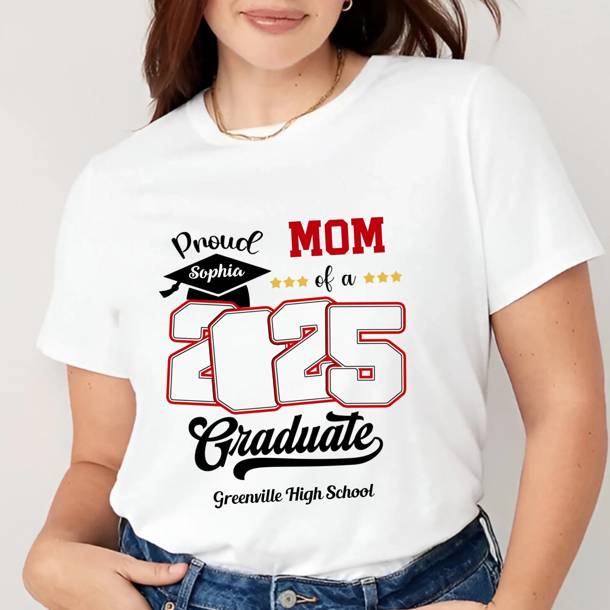 Custom Photo Proud Family Of A Class Of 2025 Graduate Senior - Personalized Graduation T-Shirt