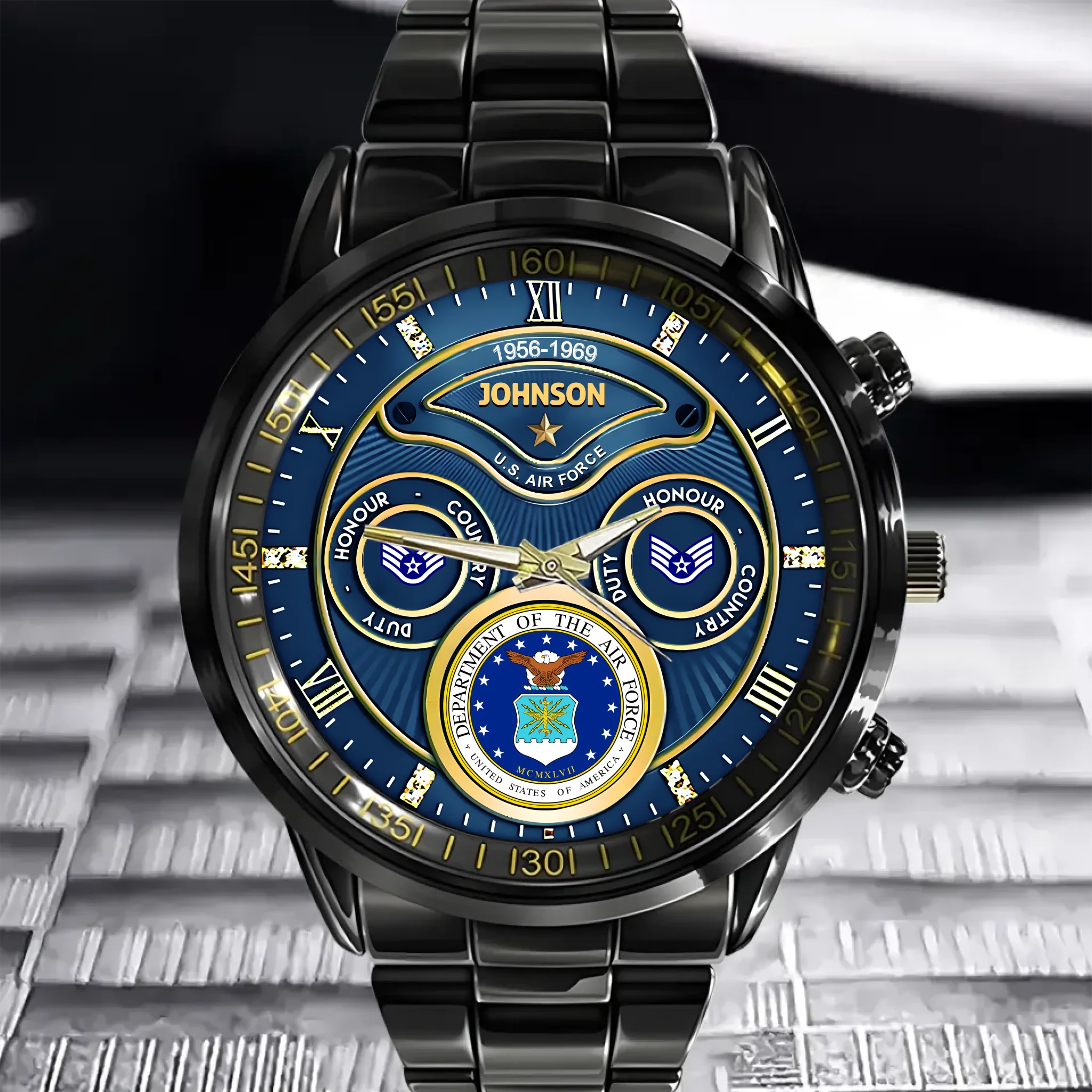American Military-themed Watch - Personalized Branch and Grade Watch