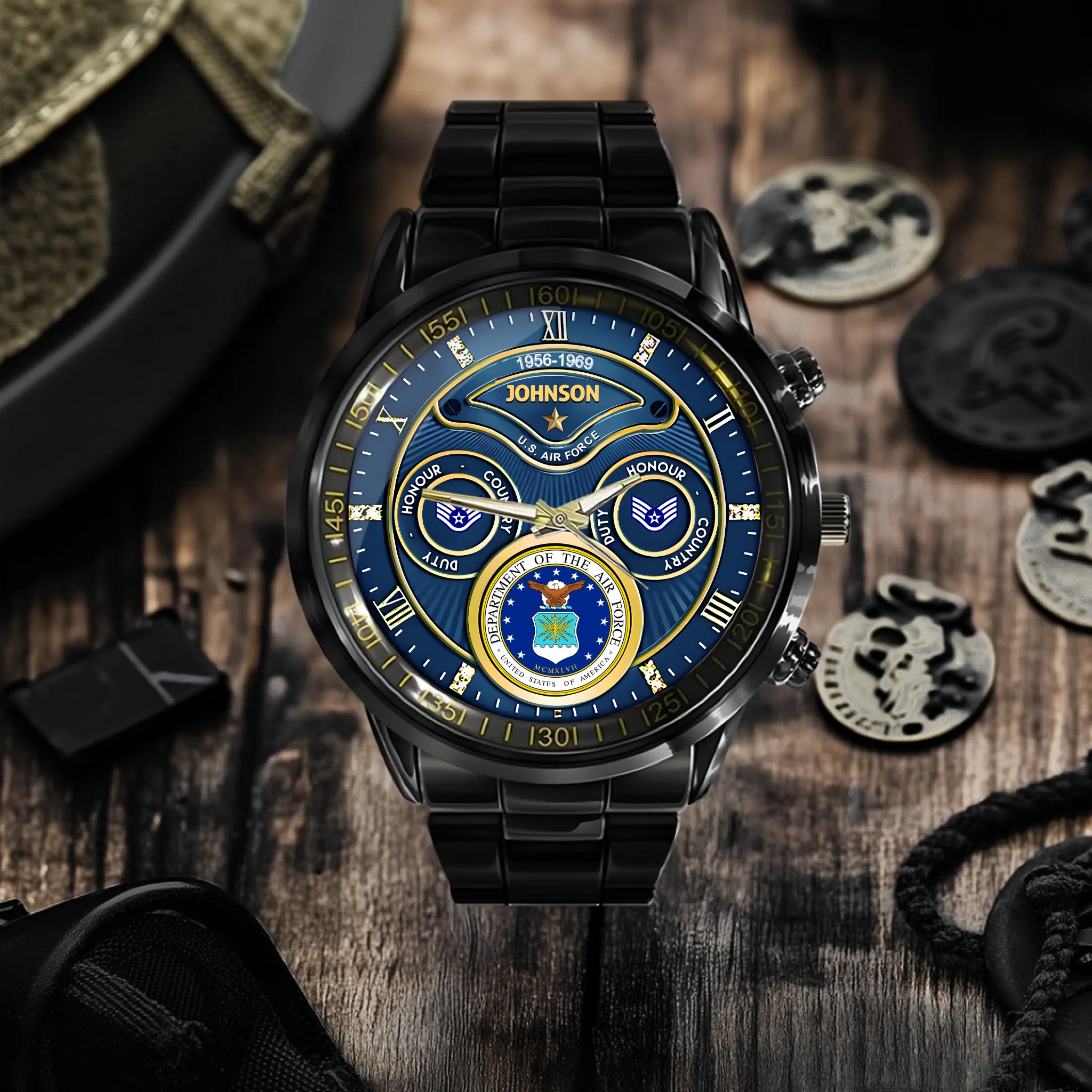 American Military-themed Watch - Personalized Branch and Grade Watch