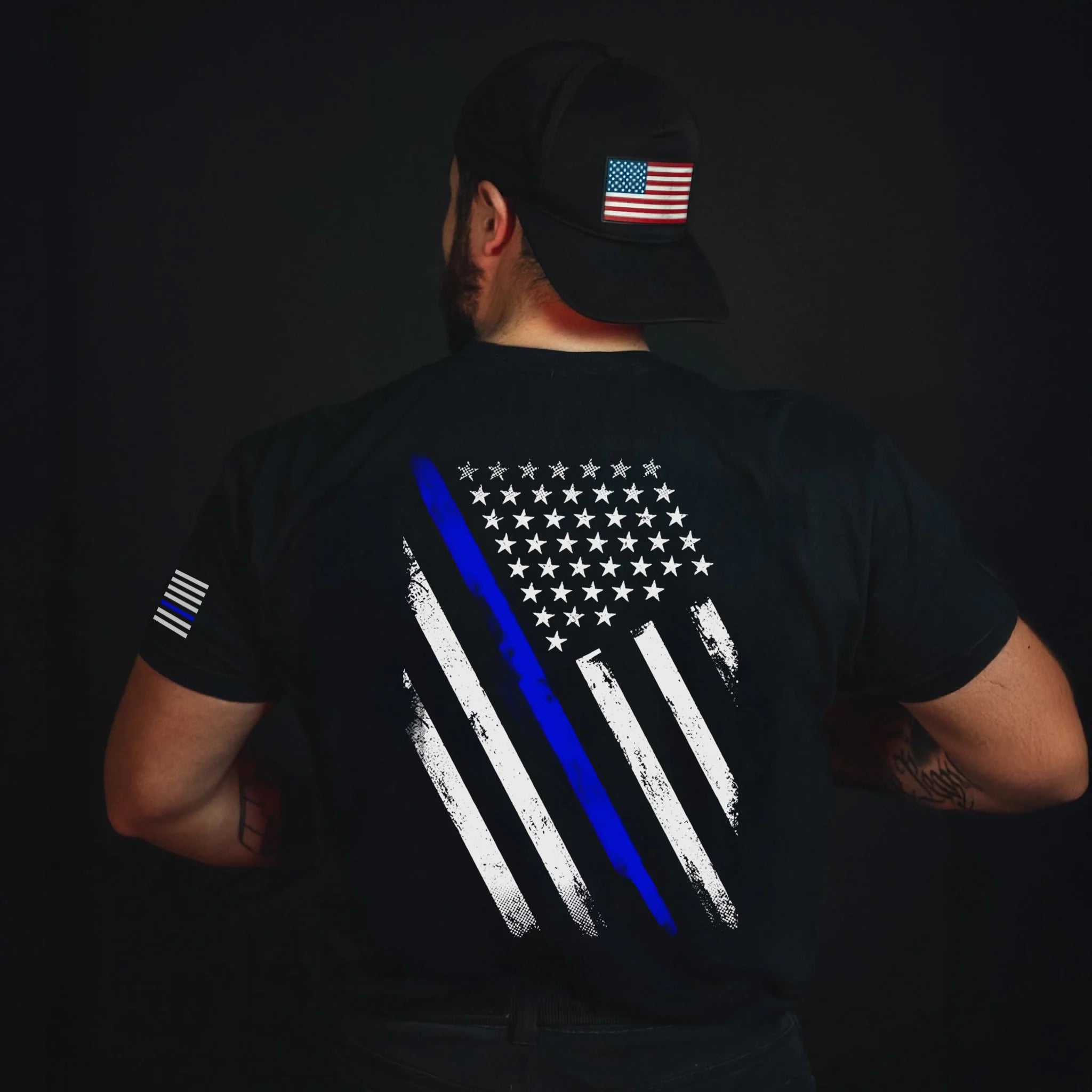 Customized U.S. Police Badge T-shirt - Personalized Stamps,Flags,Text for Police Badge Printed Apparel - A Gift For Police,Family,Dad,Grandfather