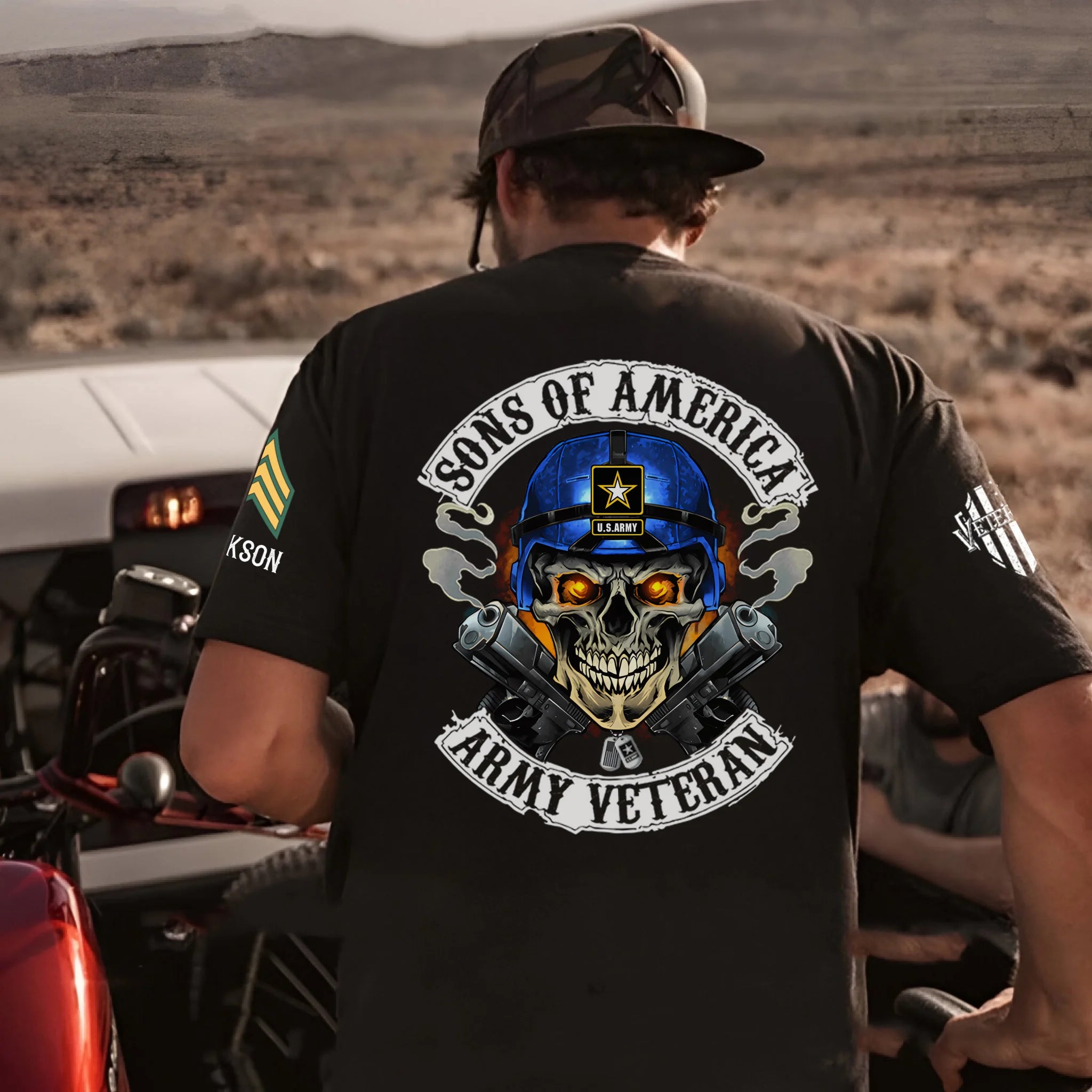 Skull Sons/Daughters Of America US Army Veteran - Personalized Clothes For Soldier