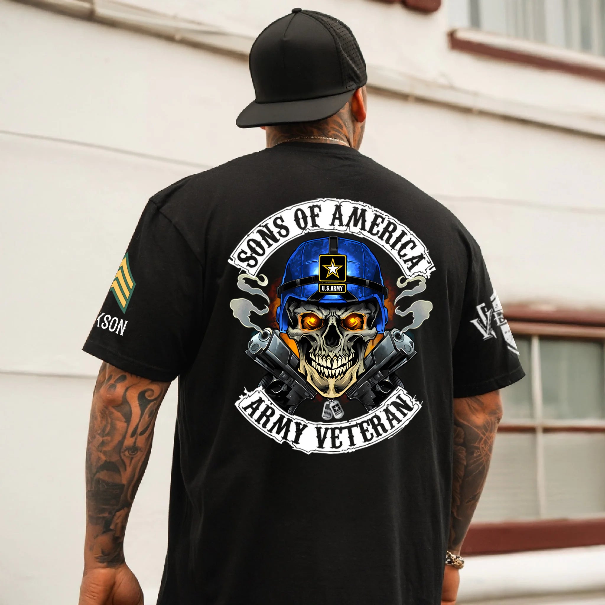 Skull Sons/Daughters Of America US Army Veteran - Personalized Clothes For Soldier