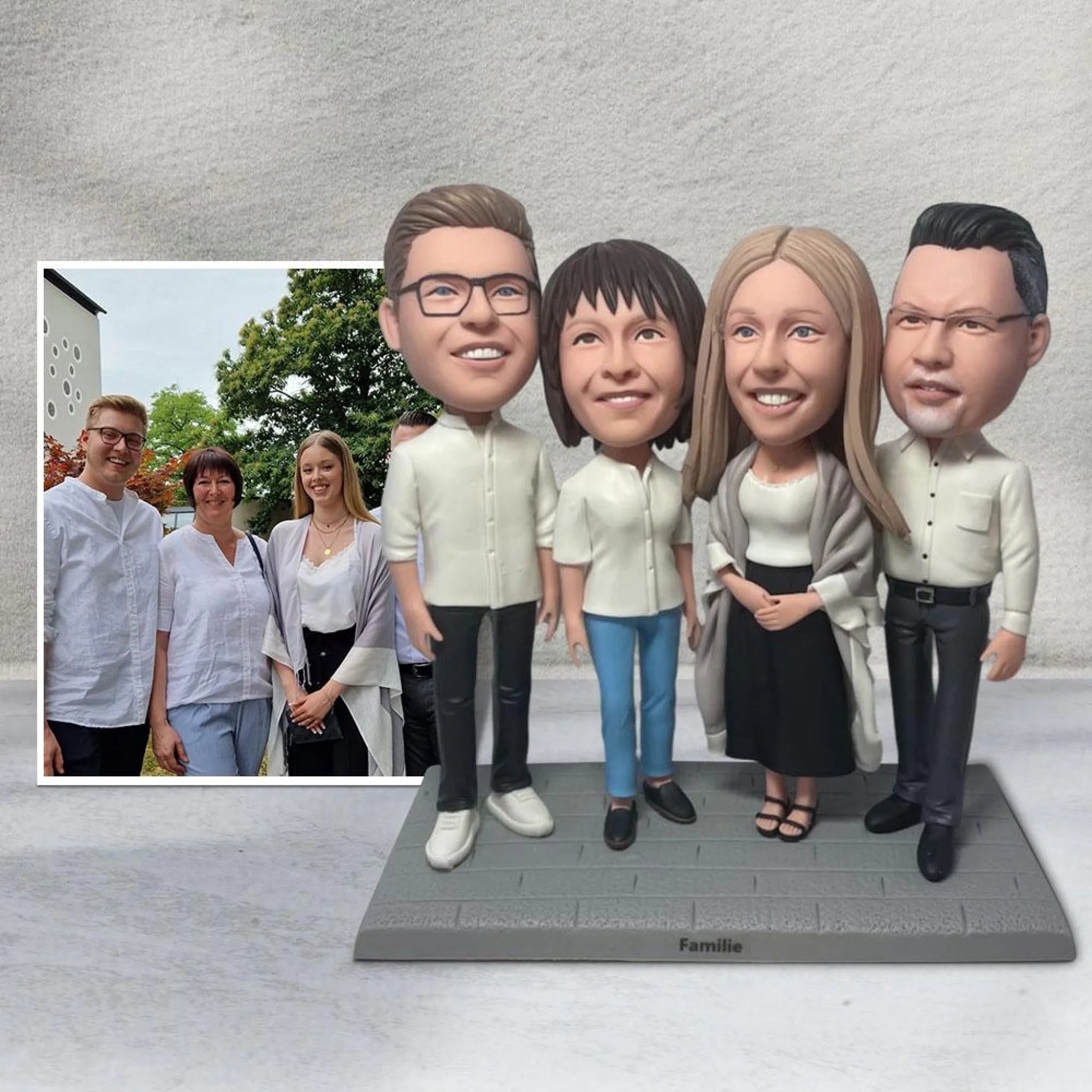 Personalized Photo-Crafted Clay Figurine - A Unique Gift-Customize 4 people
