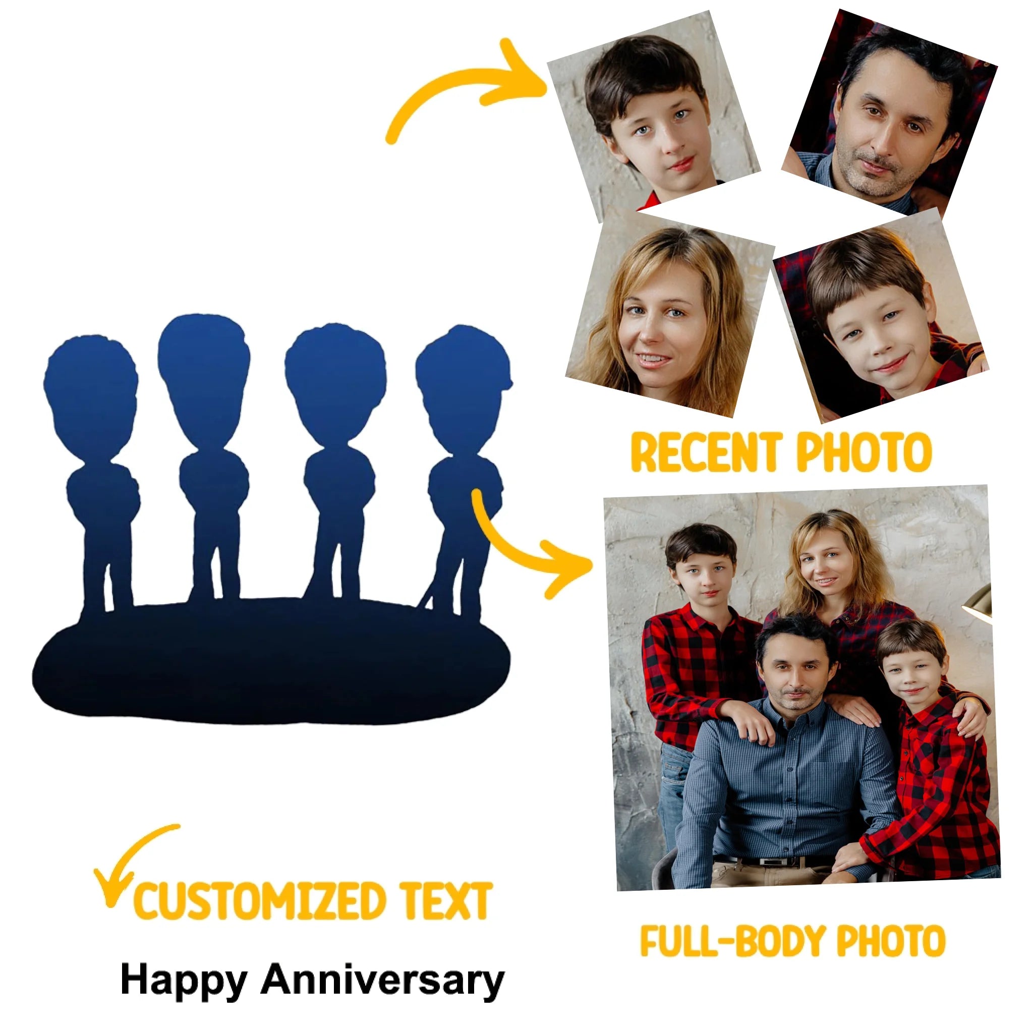 Personalized Photo-Crafted Clay Figurine - A Unique Gift-Customize 4 people