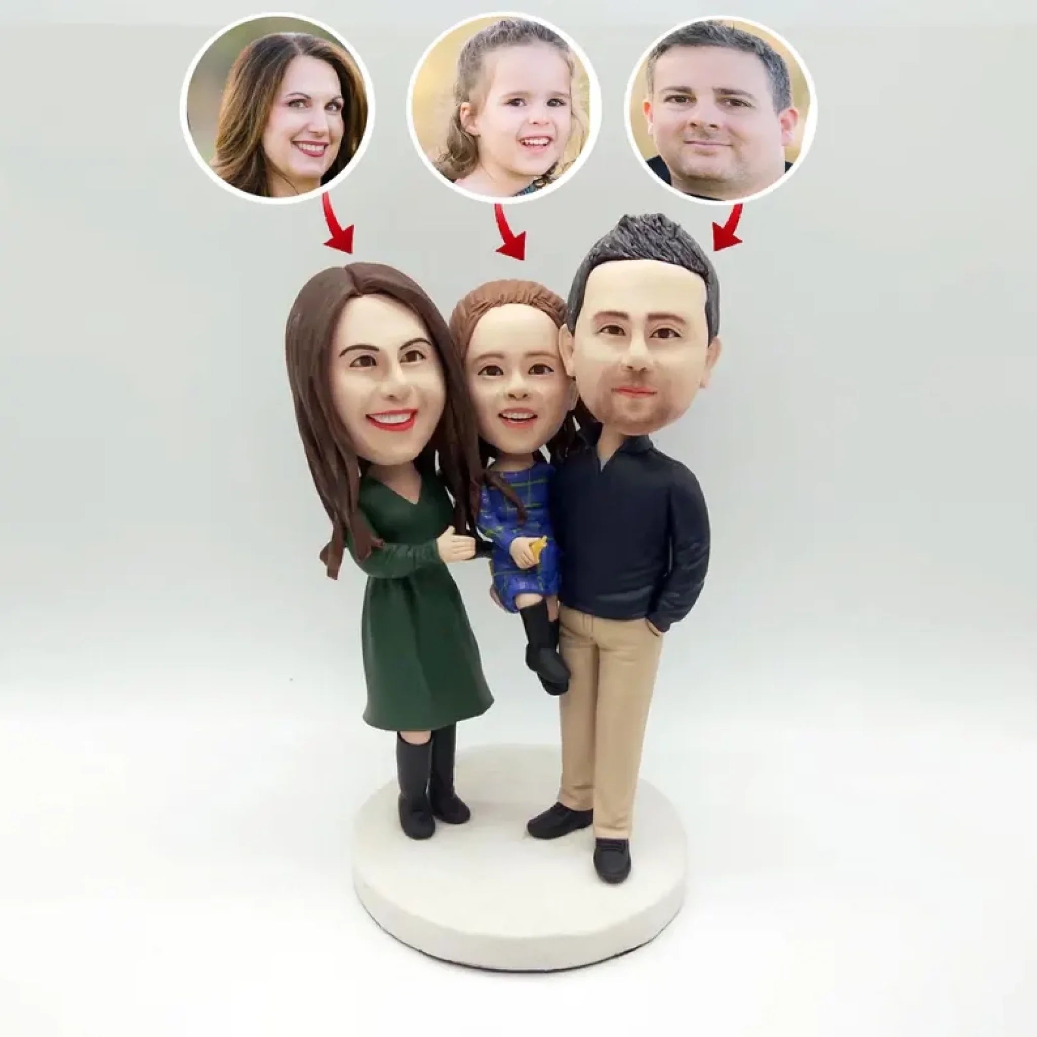 Personalized Photo-Crafted Clay Figurine - A Unique Gift-Customize 3 people