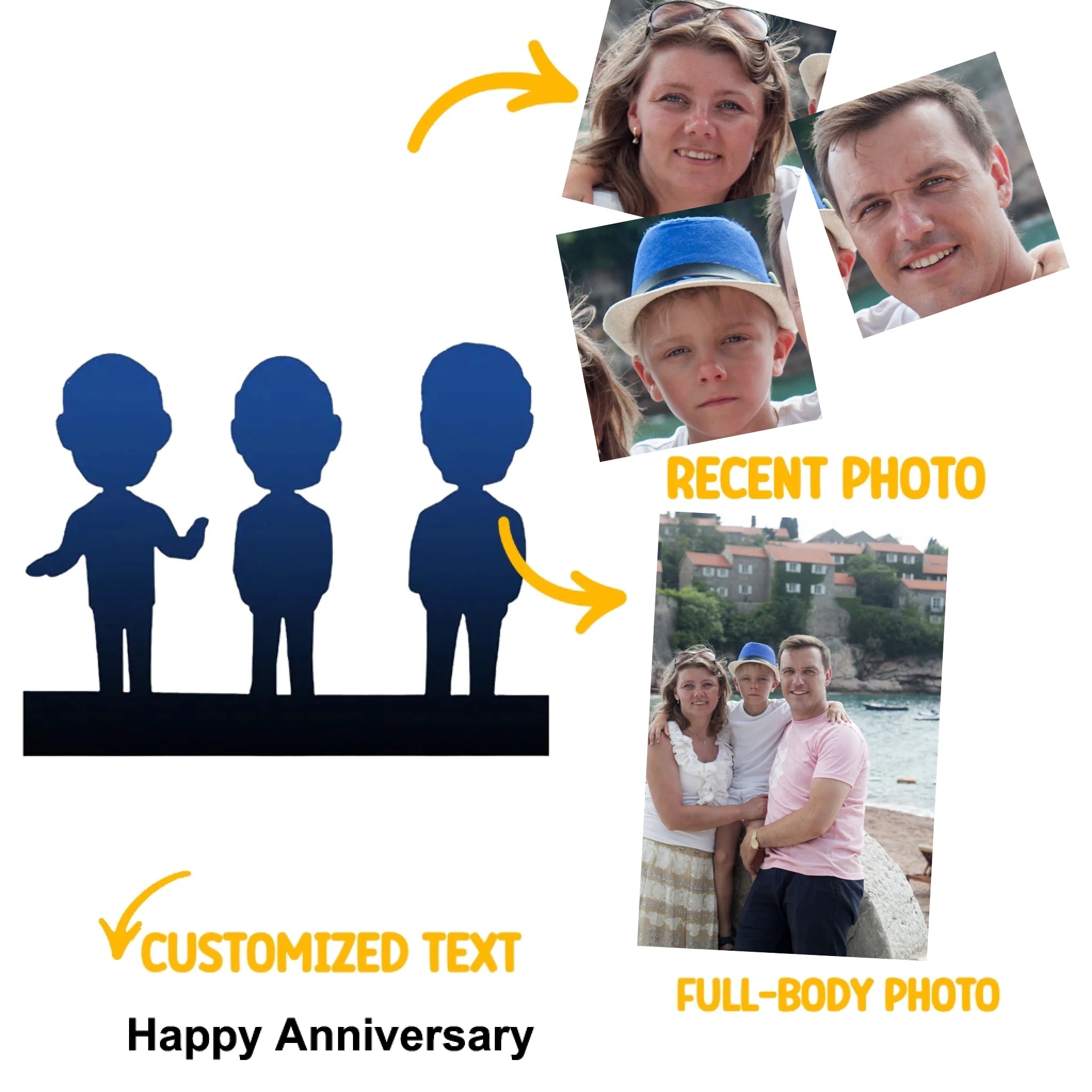 Personalized Photo-Crafted Clay Figurine - A Unique Gift-Customize 3 people