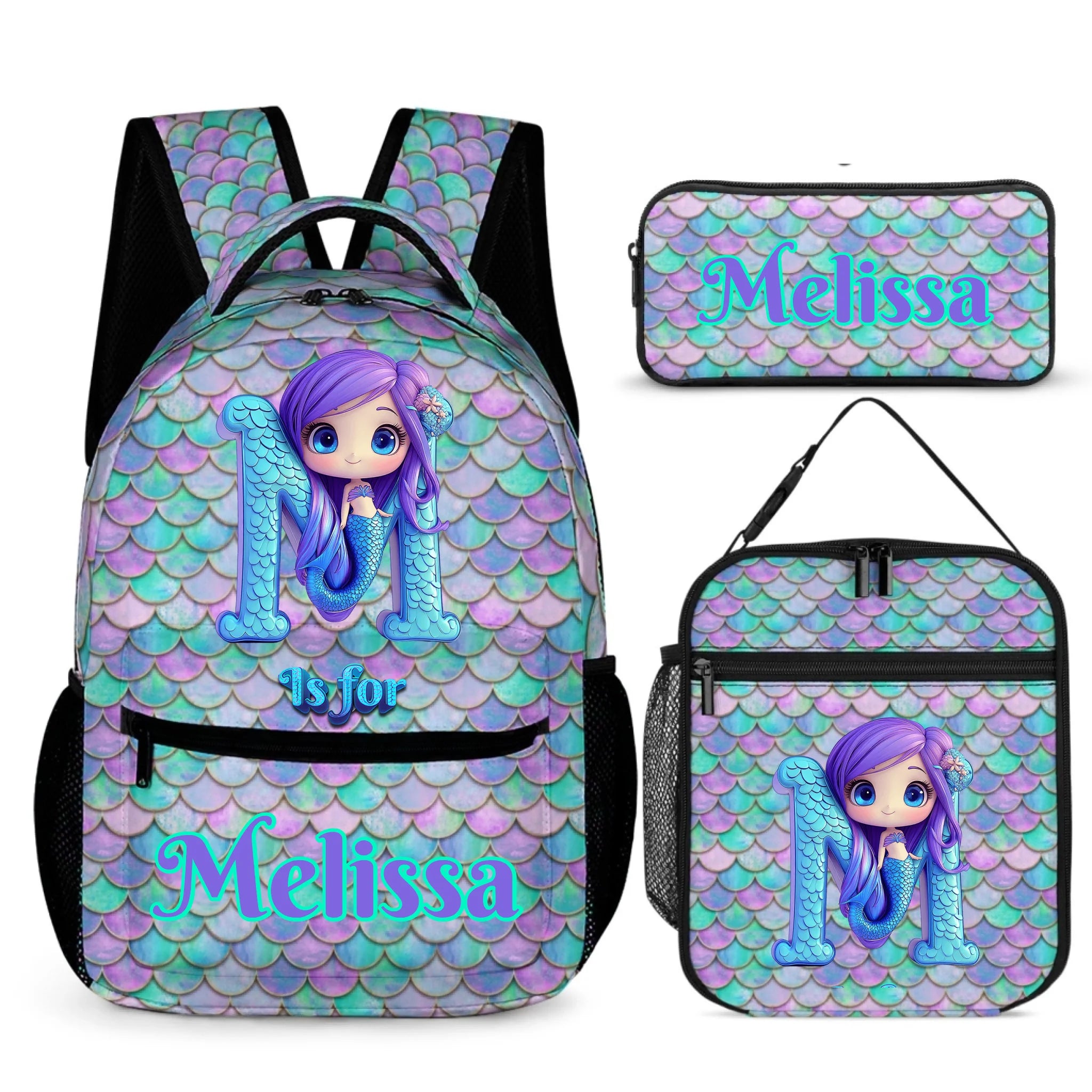 Beautiful Mermaid Letter - Personalized Kid Backpack
