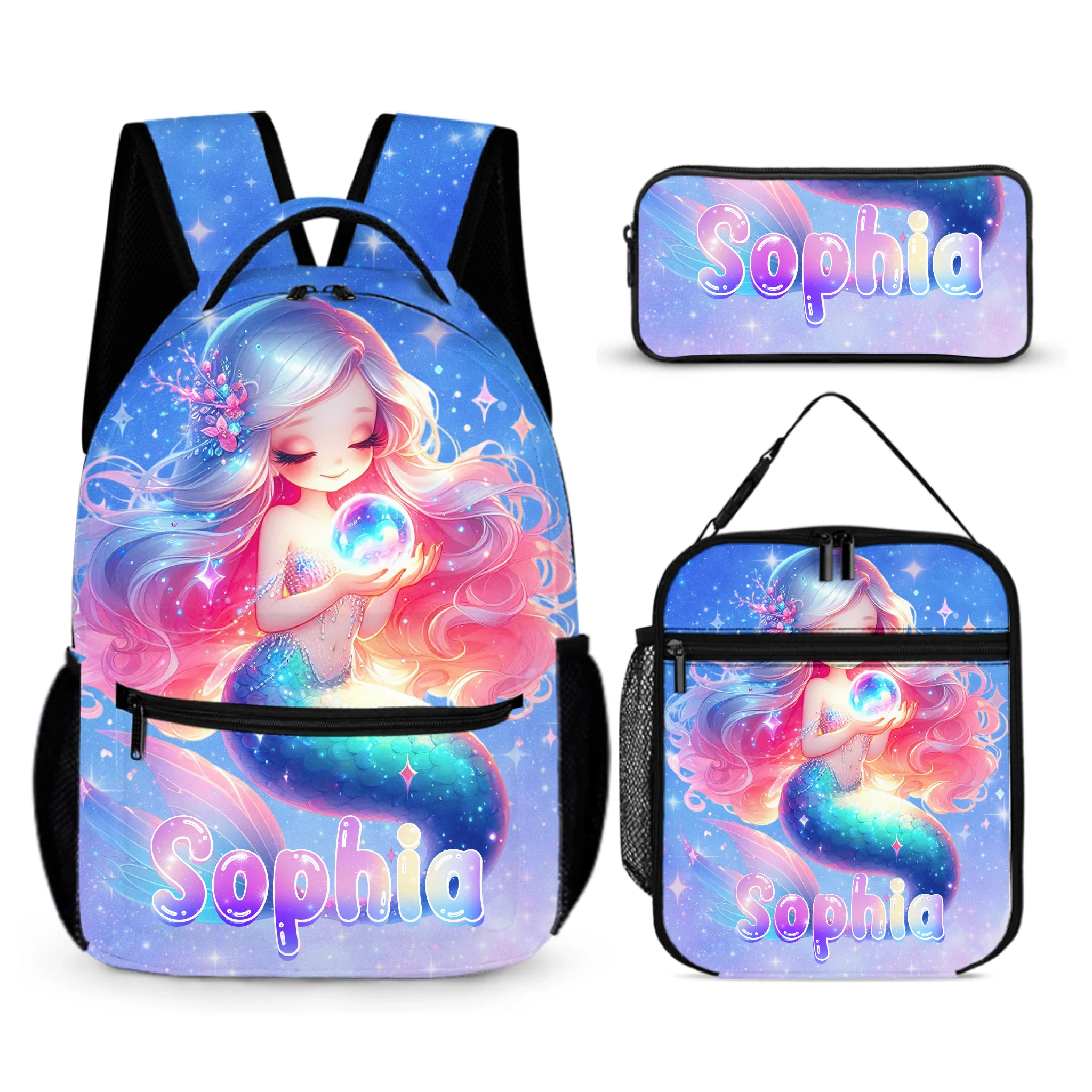 🧜‍♀️ Personalized Mermaid Backpack Set for Girls，Kids/Toddlers Bookbag for Kindergarten & Elementary