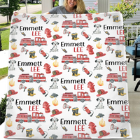 Fire Truck - Personalised Blanket With Name - A Gift For Family,Kids