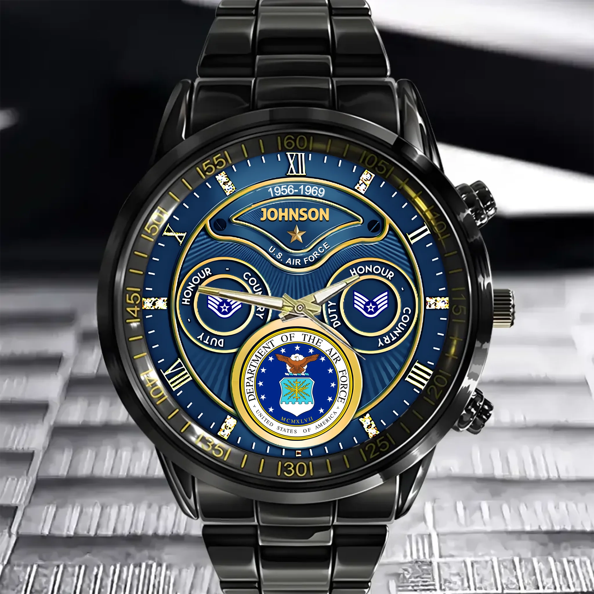 American Military-themed Watch - Personalized Branch and Grade Watch