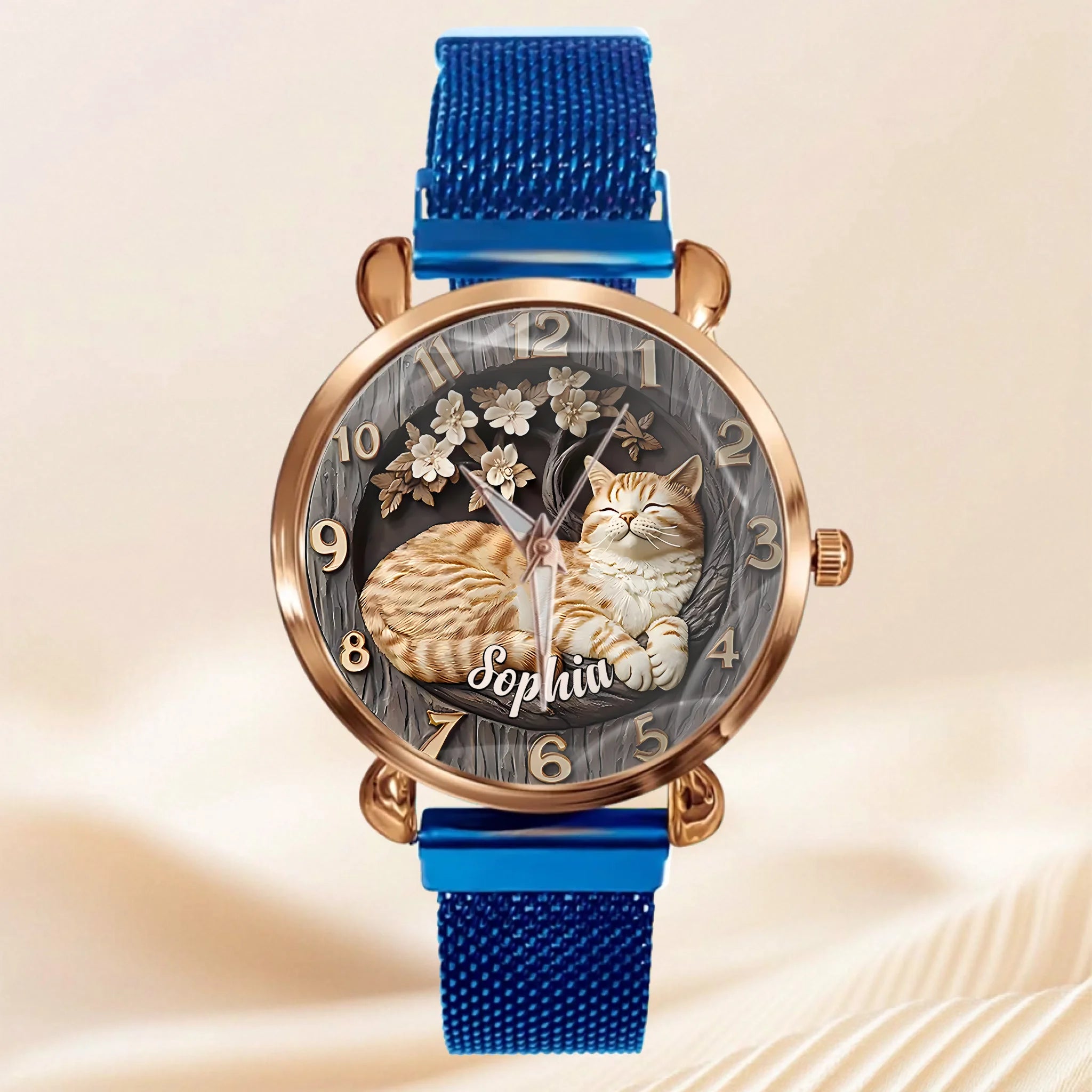 Customised Cat Watch - Cat-themed Watch with Personalised Name and Photo - A Gift For Family,Friend,Cat Lovers,Cat Owners